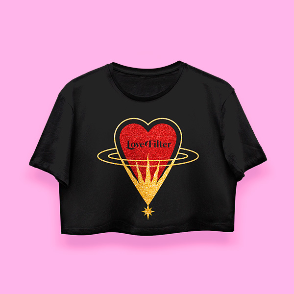 Love filter crop-top (playera corta negra) - Imagen 2