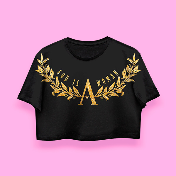 Ariana Grande God is a woman crop-top (playera corta negra) - Imagen 2