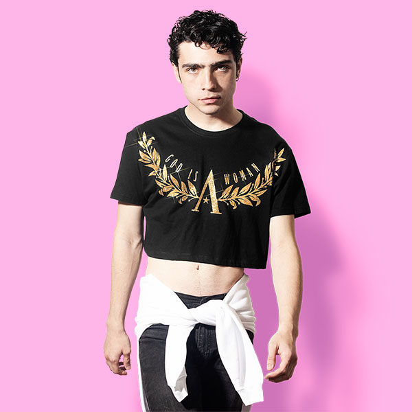 Ariana Grande God is a woman crop-top (playera corta negra) - Imagen 3
