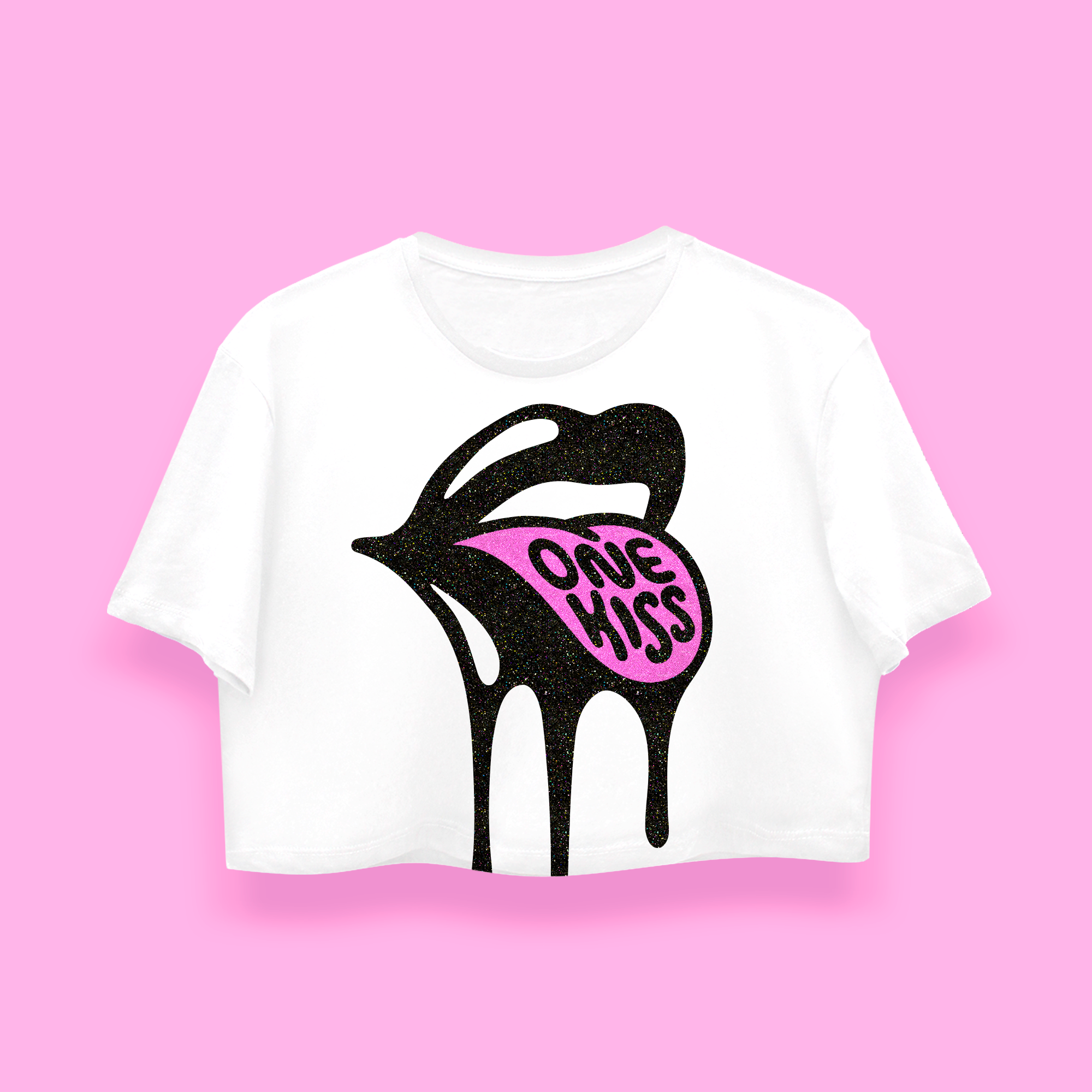 One -black- kiss crop-top (playera corta blanca) - Imagen 3