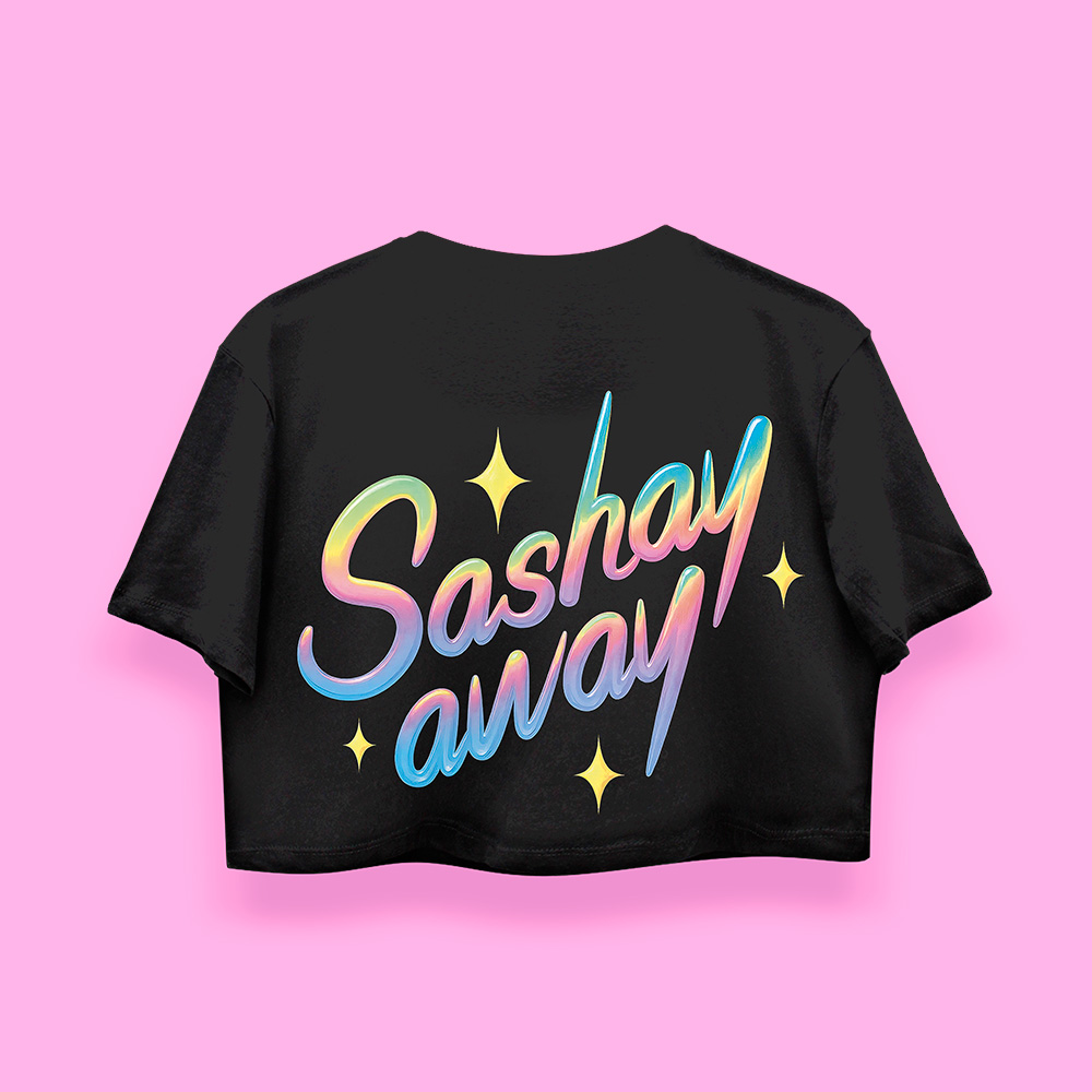 DRAG RACE Sashay away crop-top (playera corta negra)