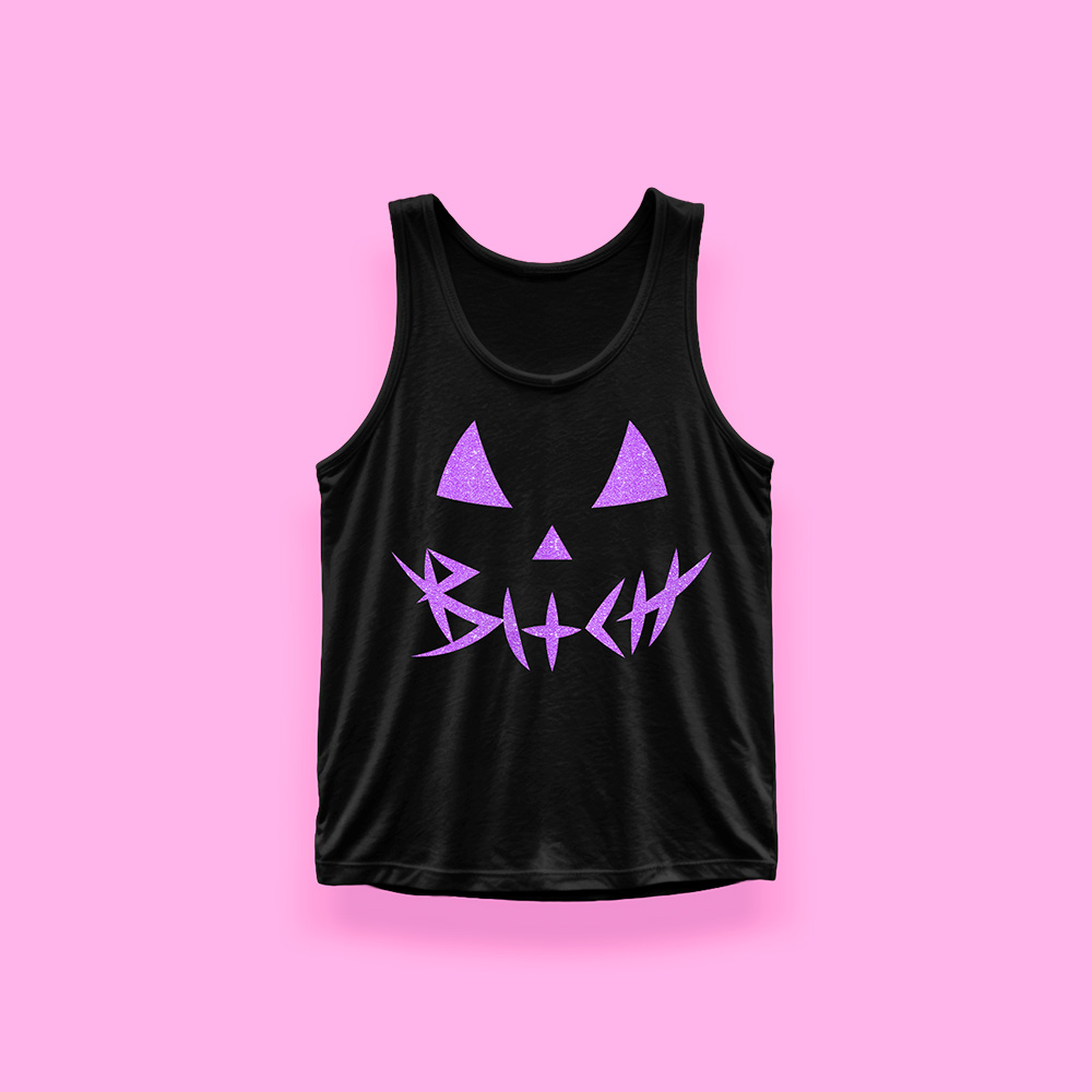 Halloween PUMPKIN PURPLE SUGAR (tank top negro)