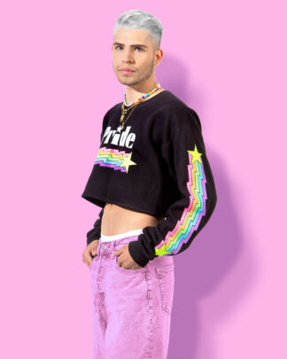 Electric pride crop-top GLITTER BOMB (sudadera corta negra)