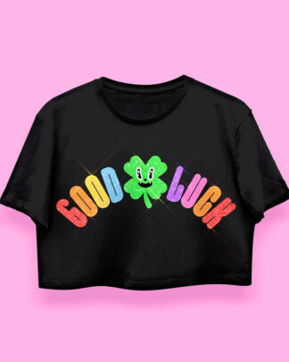 Good luck crop-top (playera corta negra)