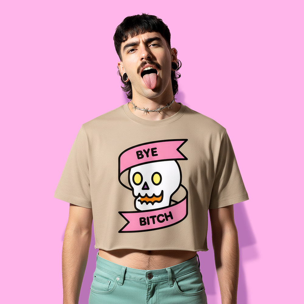 Halloween GOODBYE! crop-top (playera corta arena)