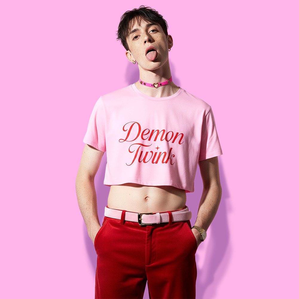 Demon tw!nk crop-top (playera corta rosa)