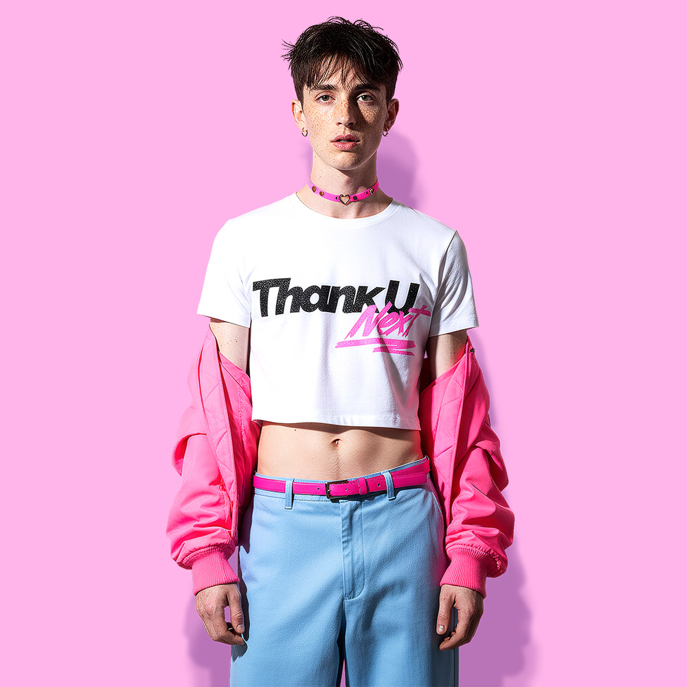 Ariana Grande Thank u, next crop-top (playera corta blanca)