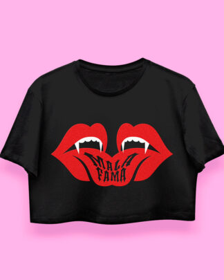 Mala fama DEVIL'S KISS crop-top (playera corta negra)