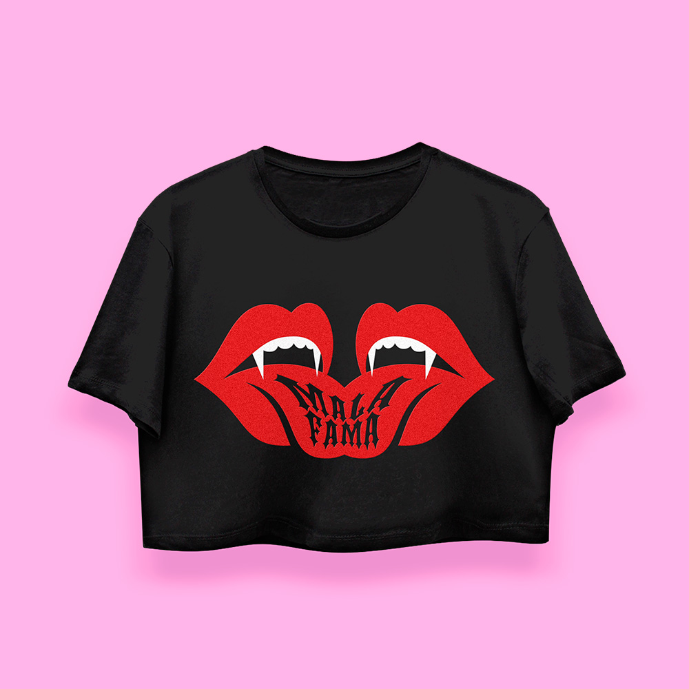 Mala fama DEVIL'S KISS crop-top (playera corta negra)