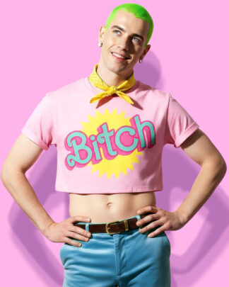 Barbie is a B crop-top (playera corta rosa)