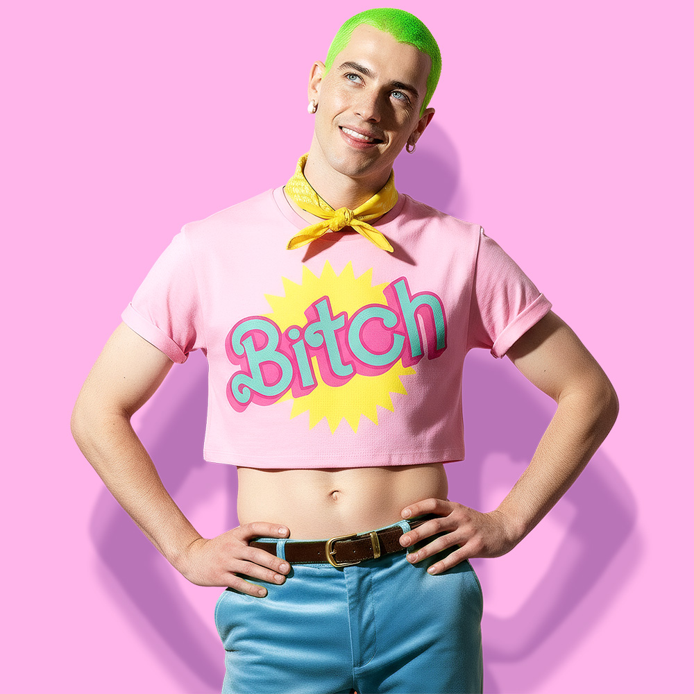 Barbie is a B crop-top (playera corta rosa)