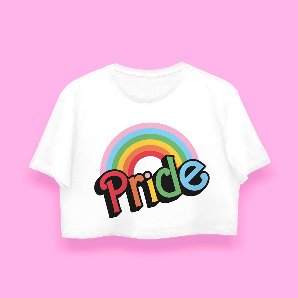 Pride Barbie crop-top (playera corta blanca) - Imagen 2