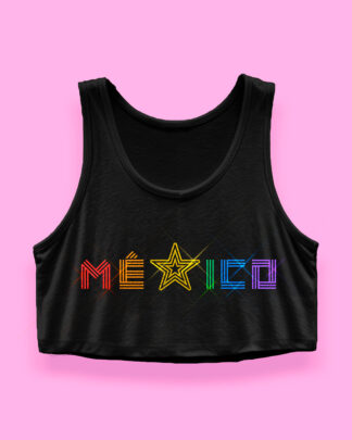 México arcoíris crop-top (tank top corto negro)