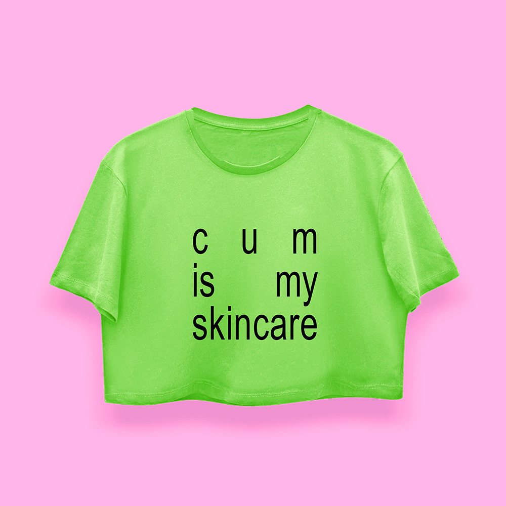 Skincare routine (playera corta verde neón)