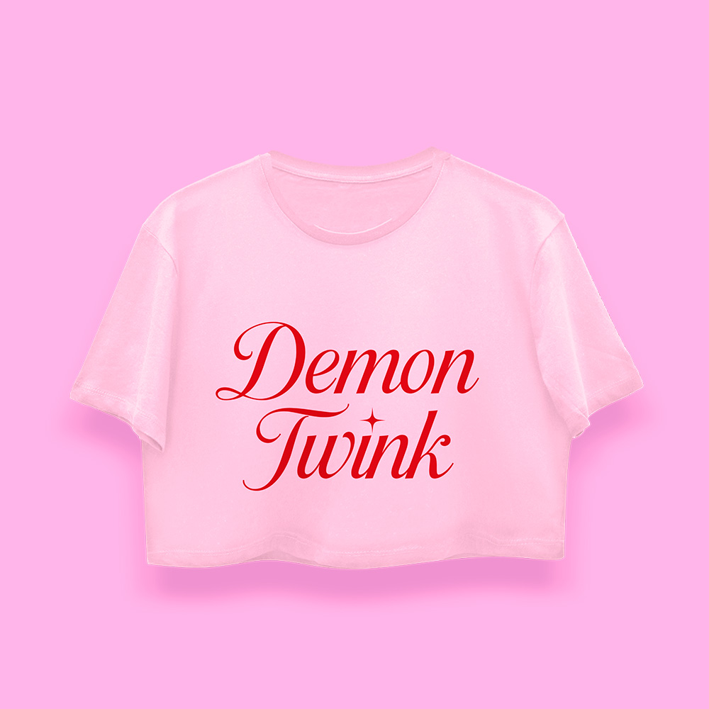 Demon tw!nk crop-top (playera corta rosa) - Imagen 2