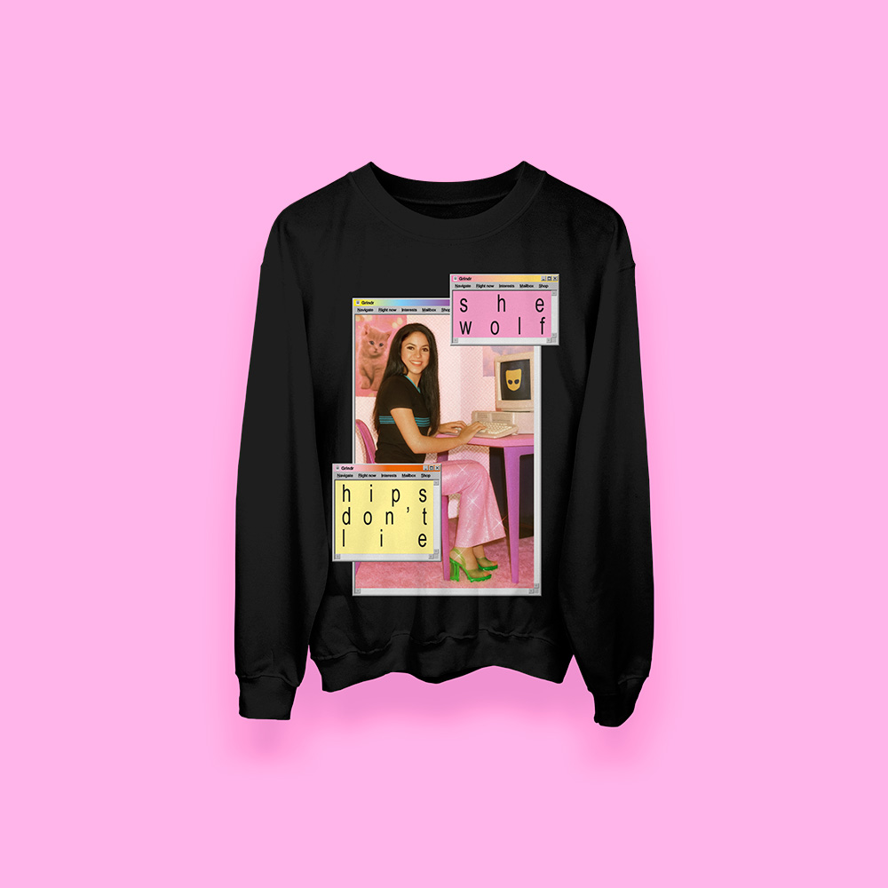 Shakira en Windows ’98 (sudadera negra)