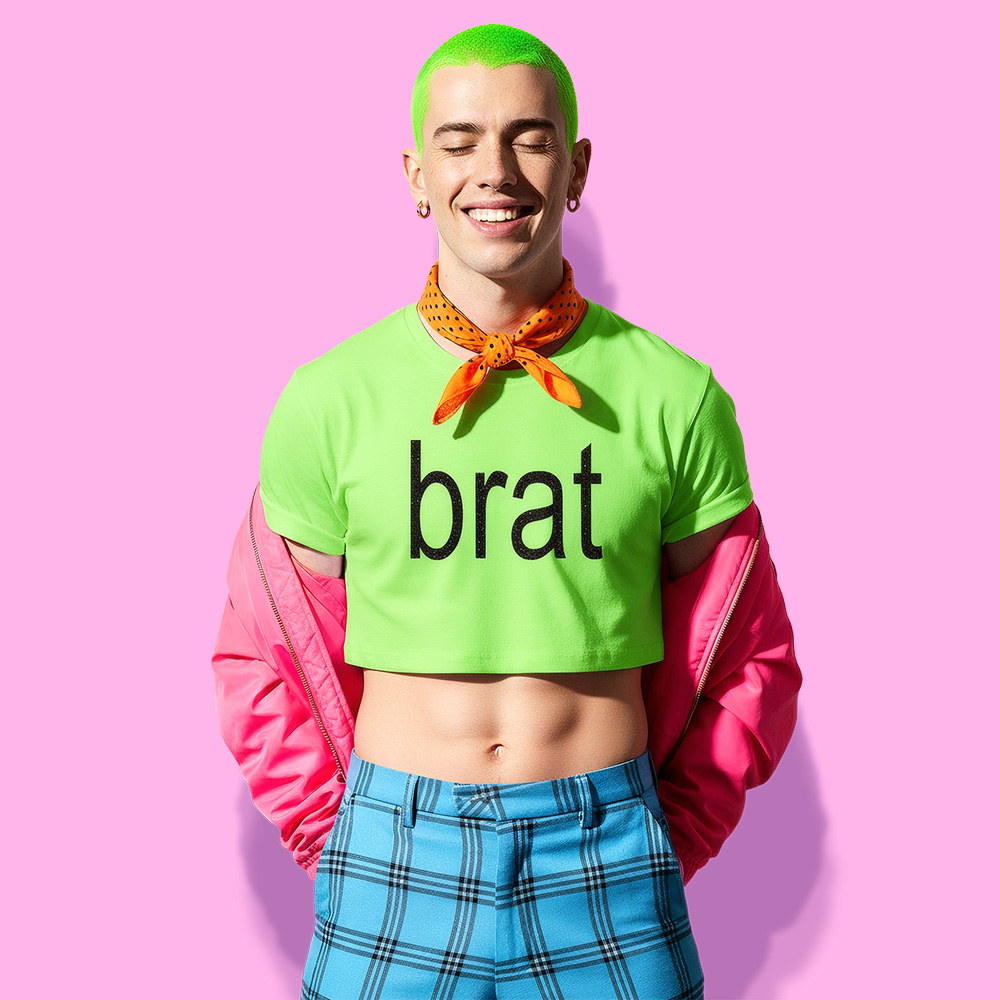 brat crop-top (playera corta verde neón)