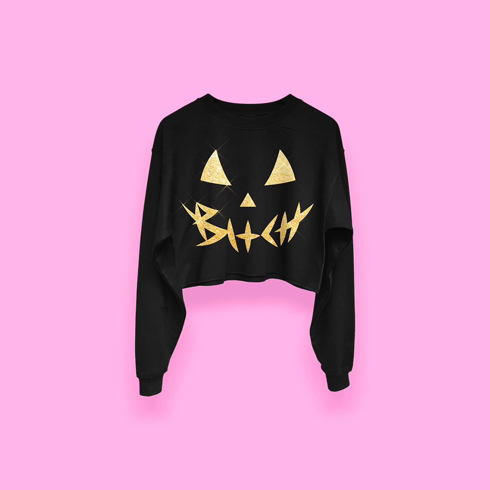 Halloween PUMPKIN GOLD crop-top (sudadera corta negra)