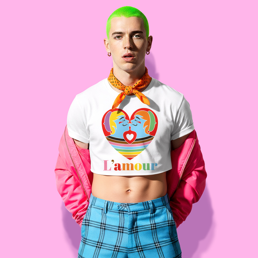 L'AMOUR crop-top (playera corta blanca)