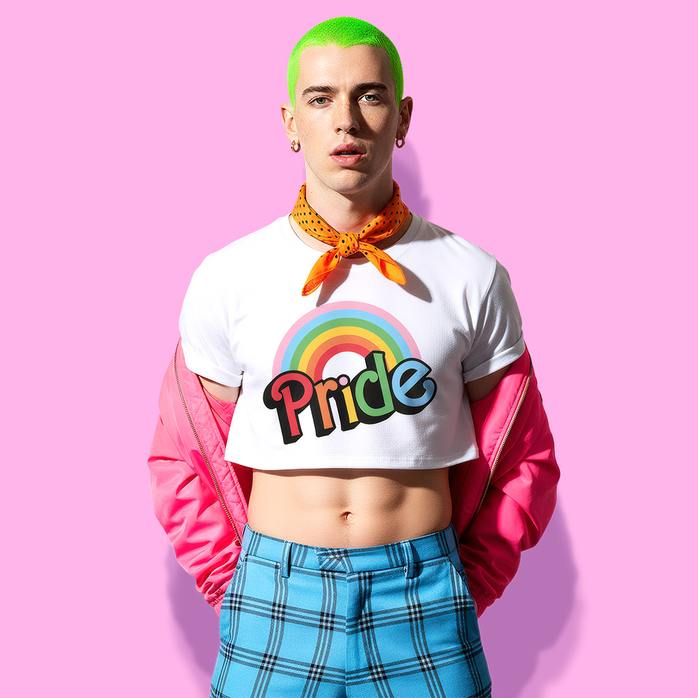 Pride Barbie crop-top (playera corta blanca)