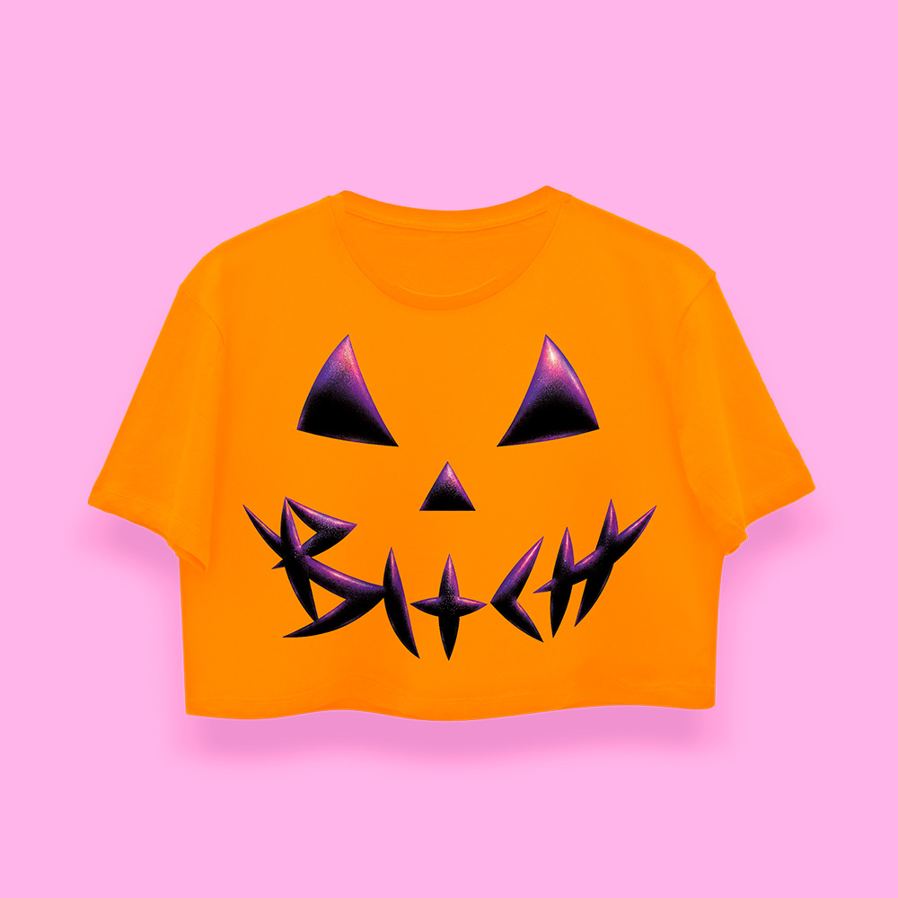 Halloween PUMPKIN ORANGE crop-top (playera corta naranja) - Imagen 2