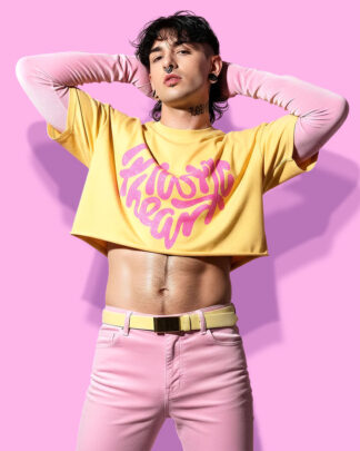 Miley Cyrus Plastic heart crop-top (playera corta amarilla)