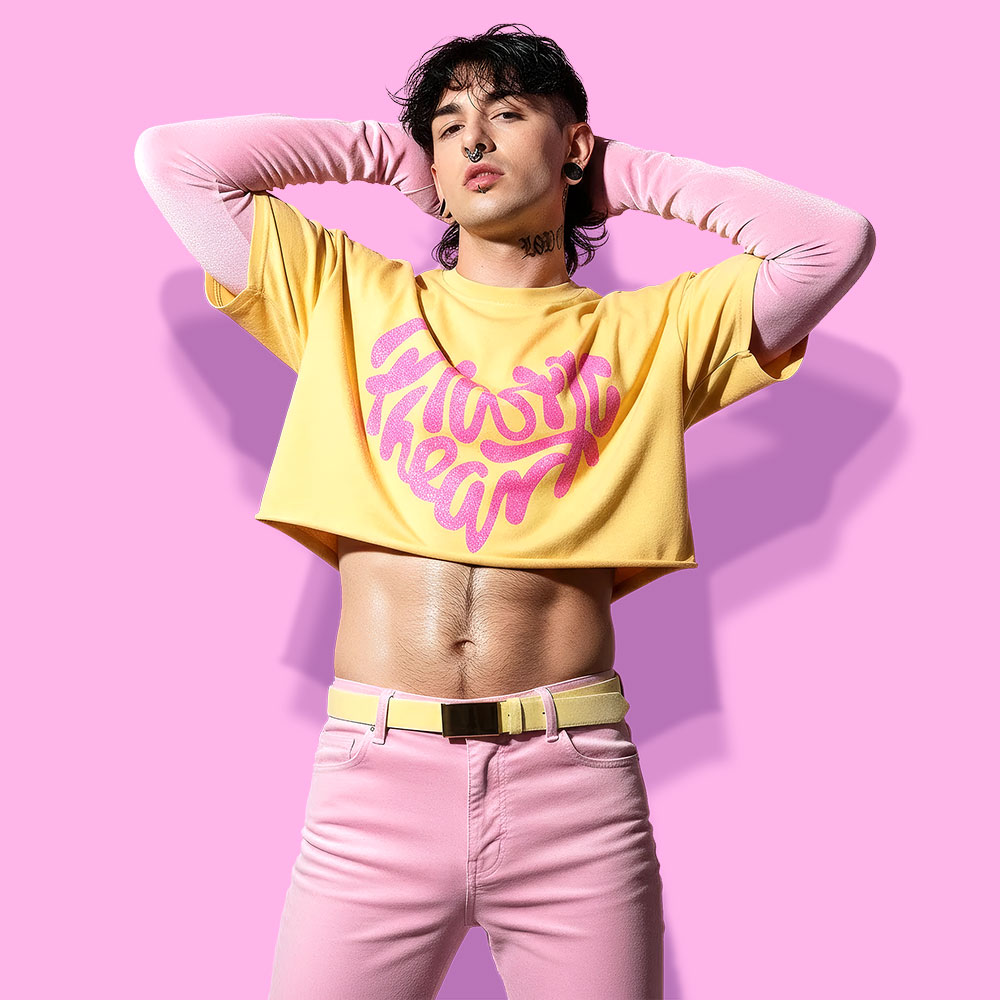 Miley Cyrus Plastic heart crop-top (playera corta amarilla)