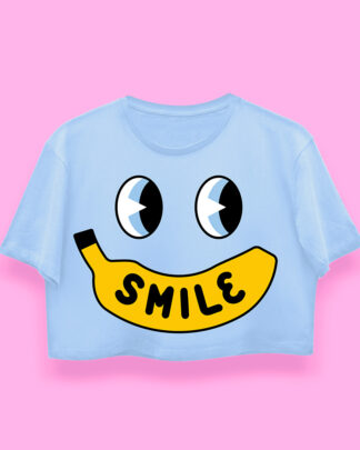 Smile banana crop-top (playera corta azul cielo)