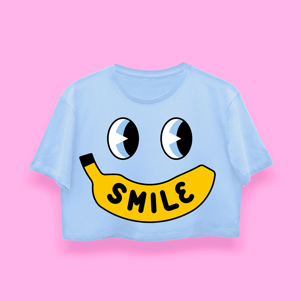 Smile banana crop-top (playera corta azul cielo)