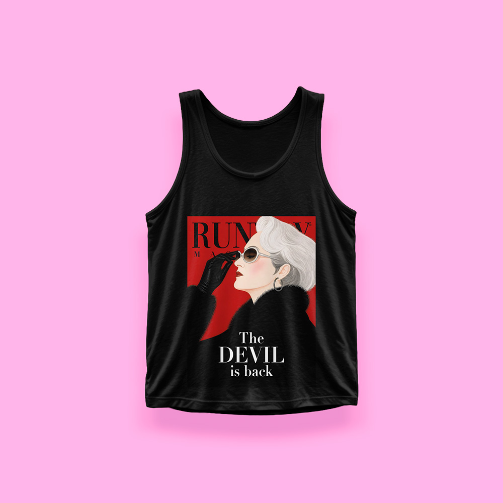 Miranda Priestly RUNWAY MAGAZINE (tank top negro)