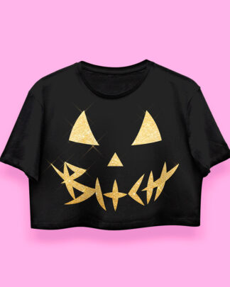 Halloween PUMPKIN GOLD crop-top (playera corta negra)