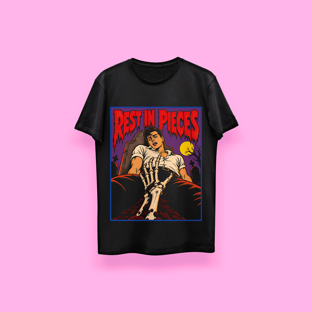 Comic book REST IN PIECES (playera negra)